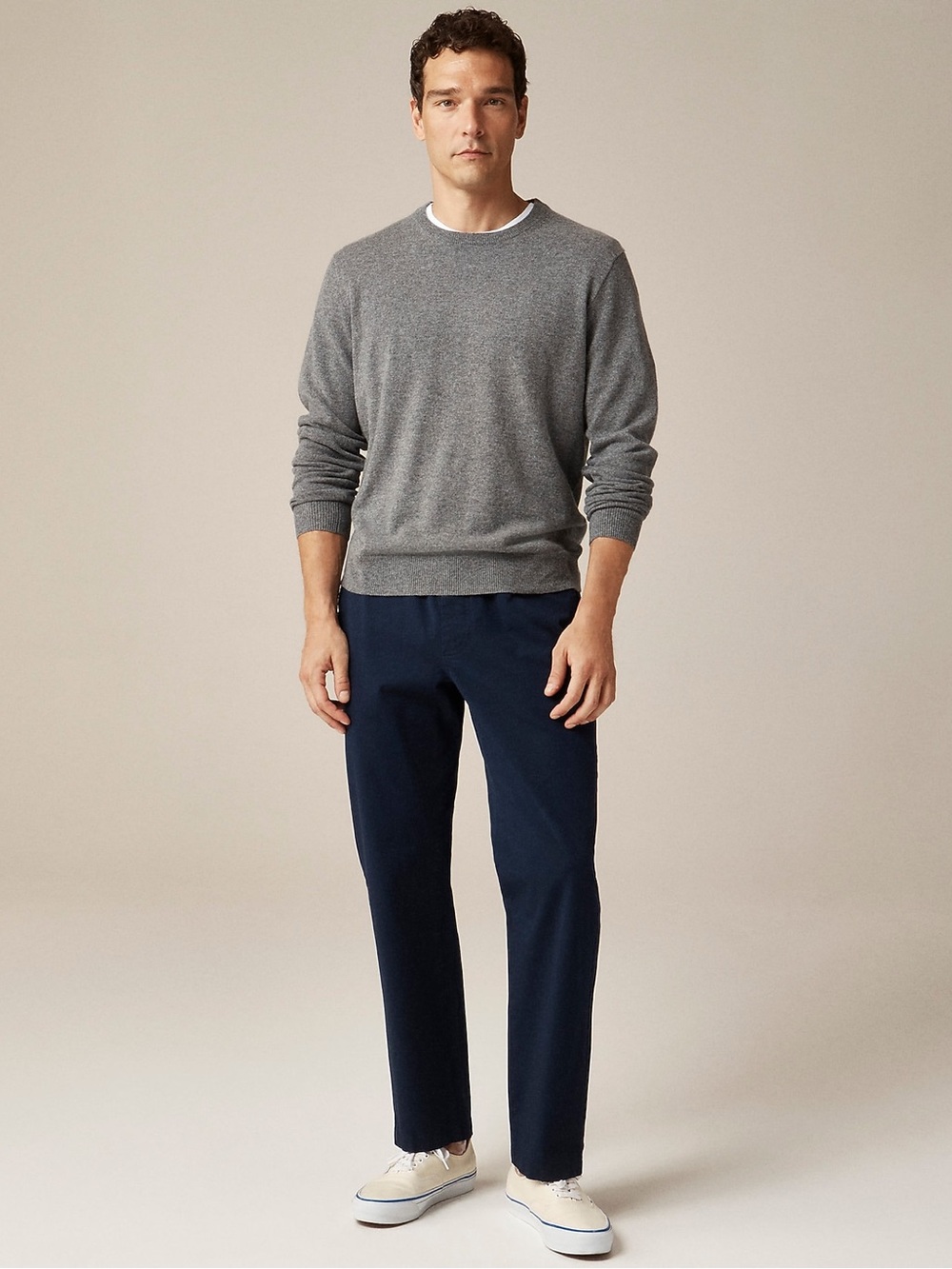 J. Crew Men’s Sz Medium Crewneck Cashmere Sweater Grey Knit Preppy Soft